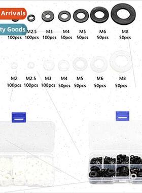 350pcs box M2-M8 Black Whe Nylon Flat Washer Gasket Insulati