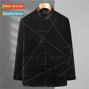 spring cordu men dad jacket fall elderly aged middle Tang
