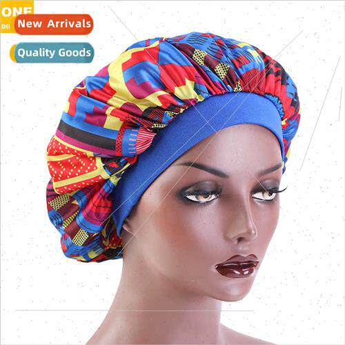 New African printed simulation silk night cap round top show