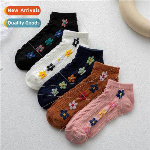 Summer new socks female ins cotton nd retro small flowers fe