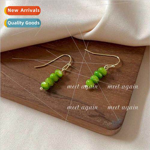 Meet again ttle Pea Fresh Green Handmade Earrings HK Vintage