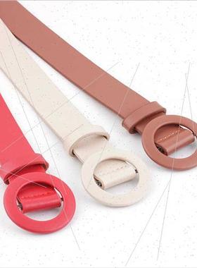 new pinless round buckle free punch ladies belt decorated je