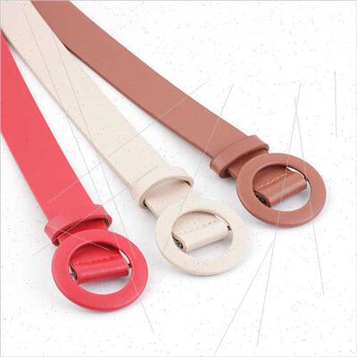 new pinless round buckle free punch ladies belt decorated je