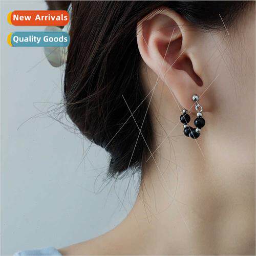 Black pearl earrings female aura queen earrings 2023 new tid