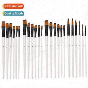 New watercolor oil paintbrush 6pcs set Nylon hair wooden rod