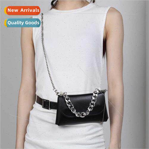 ins rectangular bag punk metal thick chain crossbody bag rem