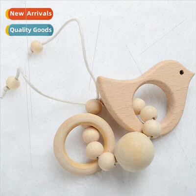 Beechwood teething sticks Round wooden beads Animal cartoon