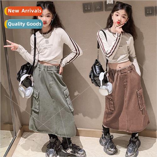 Girls su 2023 fall new American vintage work half-body skirt