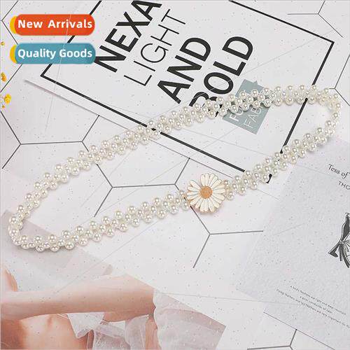 Pearl waist chain skirt elastic beaded Korean fashion dress