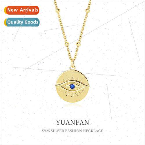 925 silver Devil Eye Coin Necklace Women che Europe Vintage