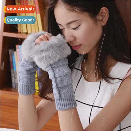 New triangle square wool mouth warm gloves Korean knted wool