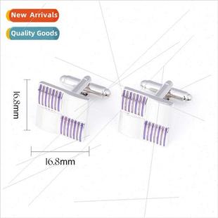Square mple Plaid Business French Metal Cufflinks