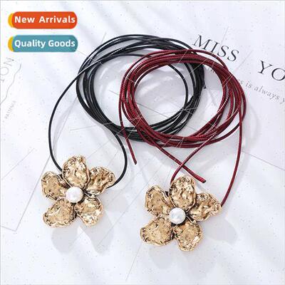Europe fashion retro flowers set pearl pendant necklace fema