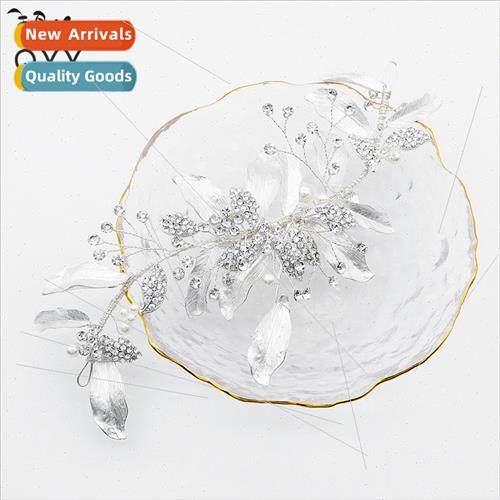 Creative  wedding hair accessories diamond alloy leaf plate