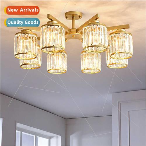 ving room chandelier crystal lamp post-modern minimalist bed