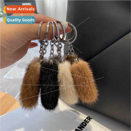 Mini cute mink hair small tail keychain pendant fashion simp