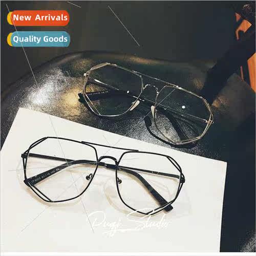 large frame glasses metal hollowing frame men women couples