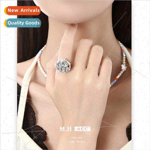 Autumn colorful rice beads finger ring female fashion open r