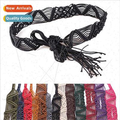 Bohemian ethnic wide belt women retro weaving straps decorat