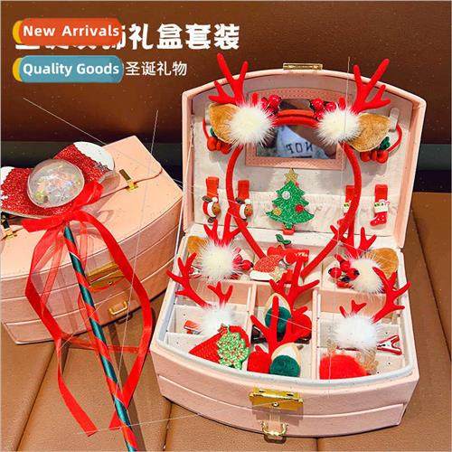 Children Christmas Hair Accessories  Set Elderly Elk Bells C