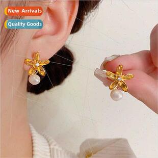simple pear s925 needle flowers hanging metal silver fashion