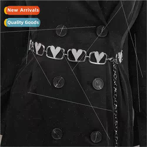 Metal love heart-shaped waist chain female high-class sense