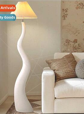 Cream wind mushroom curved pleated floor lamp new simple sta
