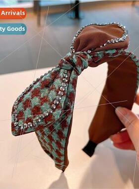 of Yuanqi retro bird grid colorful bow full diamonds hairpin