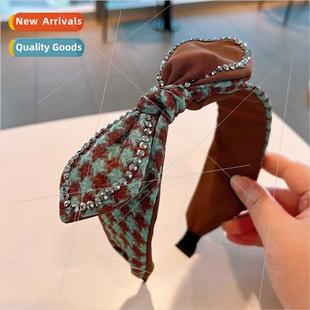 bird grid diamonds Yuanqi hairpin full retro bow colorful