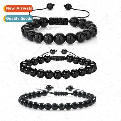 Black Obsidian Men Bracelet Onyx Preparation String Bracelet