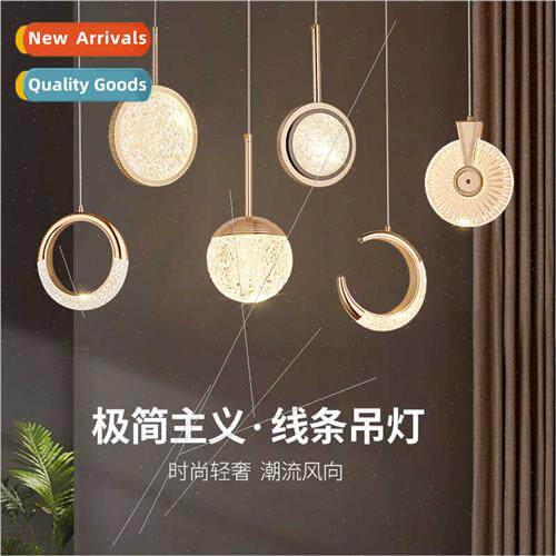 Modern simple light luxury bedside round long line chandelie