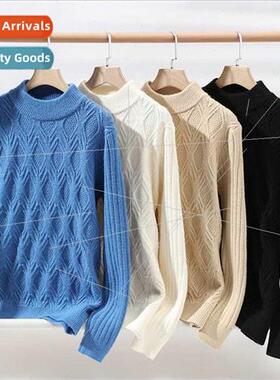 Men sweater 2023 fall winter new youth fashion half turtlene