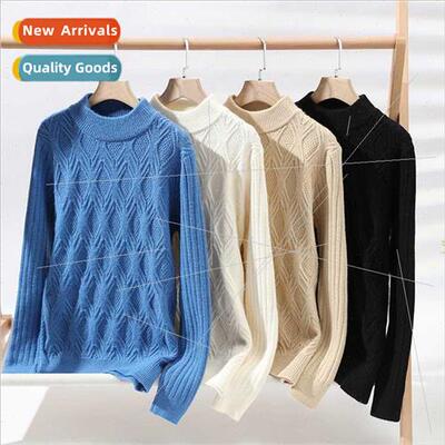 Men sweater 2023 fall winter new youth fashion half turtlene