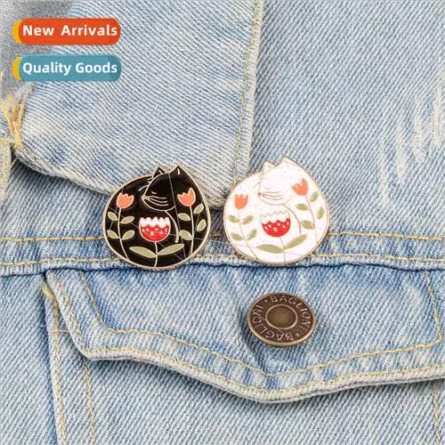Creative cartoon cat brooch alloy oil drop lazy cat corsage