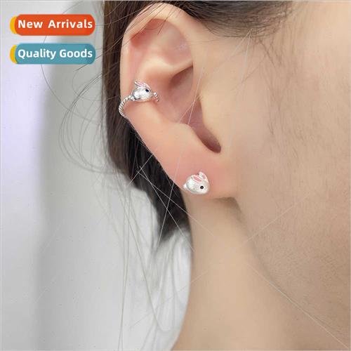 Pink frosted bunny ear clips whout ear holes super cute swee