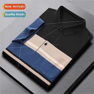 Striped short-sleeved t-shirt men POLO shirt summer merceriz
