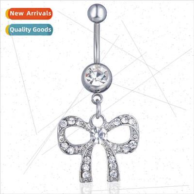 Rhinestone Bow Belly Button Ring Creative Piercing Jewelry B