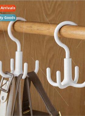 Rotatable four claw hooks bag hanging rack whout punching cl