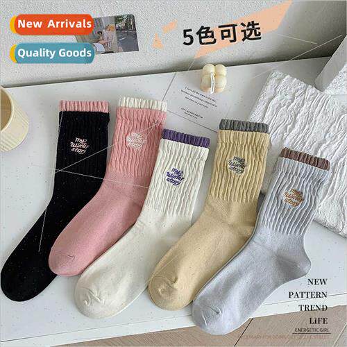 Color collision cuff short socks new open leg wear cotton so