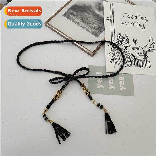 Women  simple versatile thin belt small iron ring pendant le