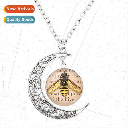 New vintage butterfly dragonfly is insect moon necklace dome