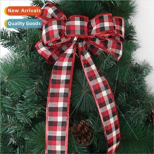 Bow Hanging Box Large Tree Plaid Christmas New Decoration