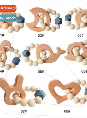 Gray Octagonal Beads Animal Bracelet Baby Teething Toys lico