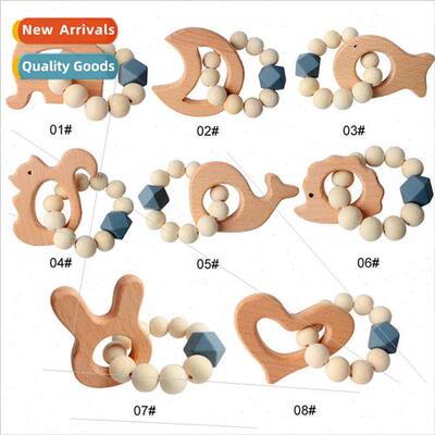 Gray Octagonal Beads Animal Bracelet Baby Teething Toys lico