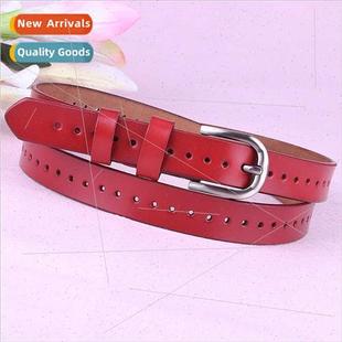 leather belt casual hollowed vers buckle out pin Women women