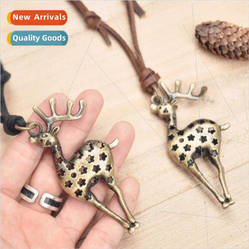 Europe popular plum deer cowhide necklace Two colors availab