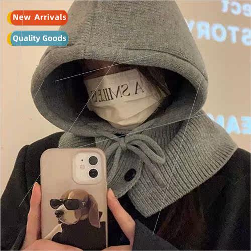 Korea Balaclava hat female winter warm hat scarf one knted e