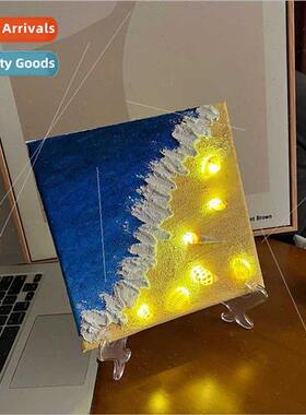 Handmade diy quartz stexture painting shell night light Tana