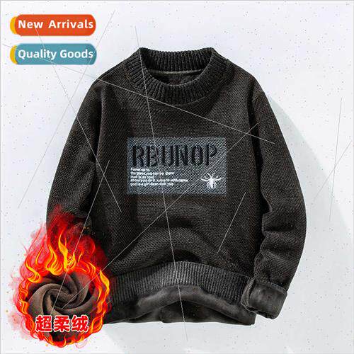 ille padded thickened sweater men fall winter round neck kn