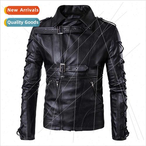 Eurocode 2022 new fashion men biker leather jacket decadent